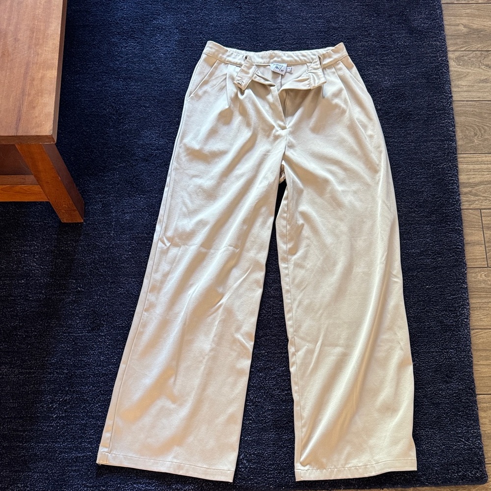 Princess Polly Cream Satin Trousers